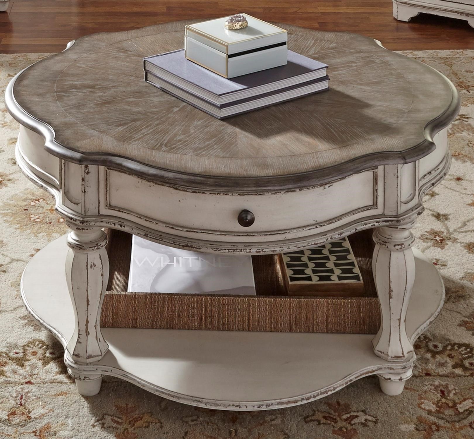 Liberty Furniture Magnolia Manor Round Cocktail Table with Casters